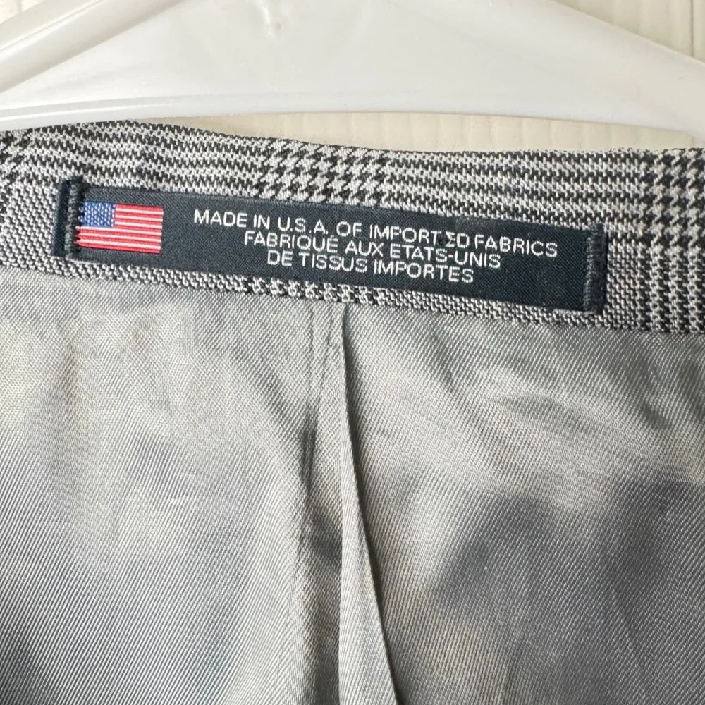 Hart Schaffner Marx Blazer Mens 44L Gray Glen Plaid Sport Coat Made in USA